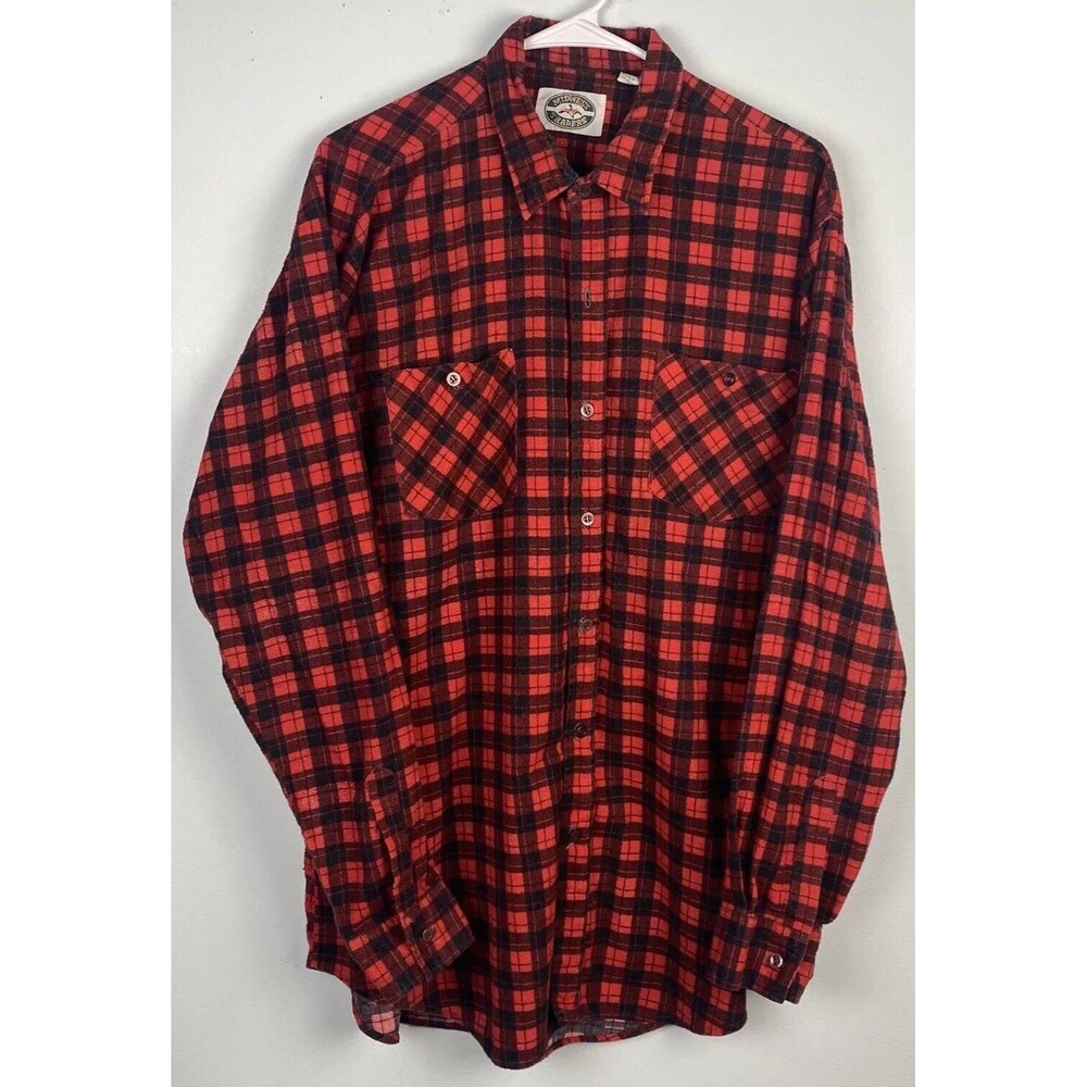 Midwest Traders Mens Red Plaid‎ Long Sleeve Cotton/Polyester Size Large L Tall